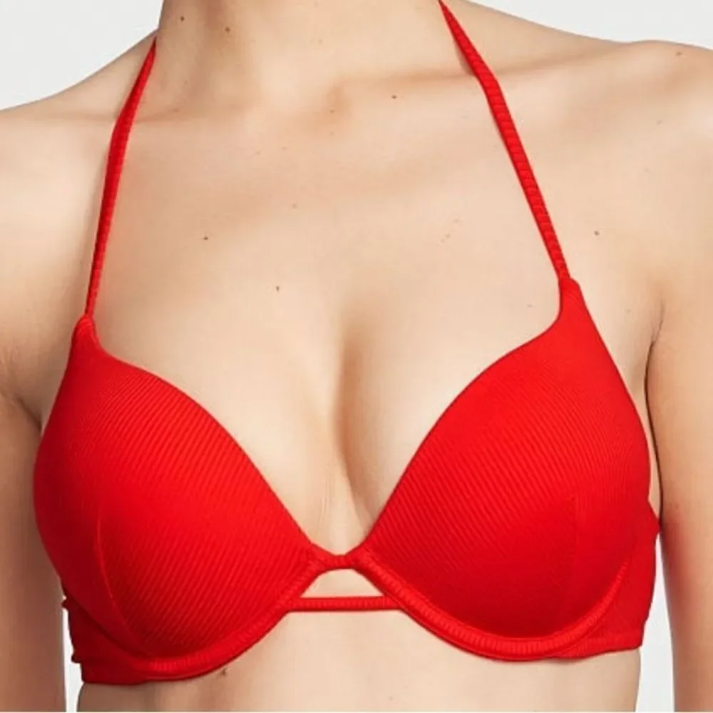 Victorias Secret Swim Bombshell Add-2-Cups Push Up Bikini Top Flame